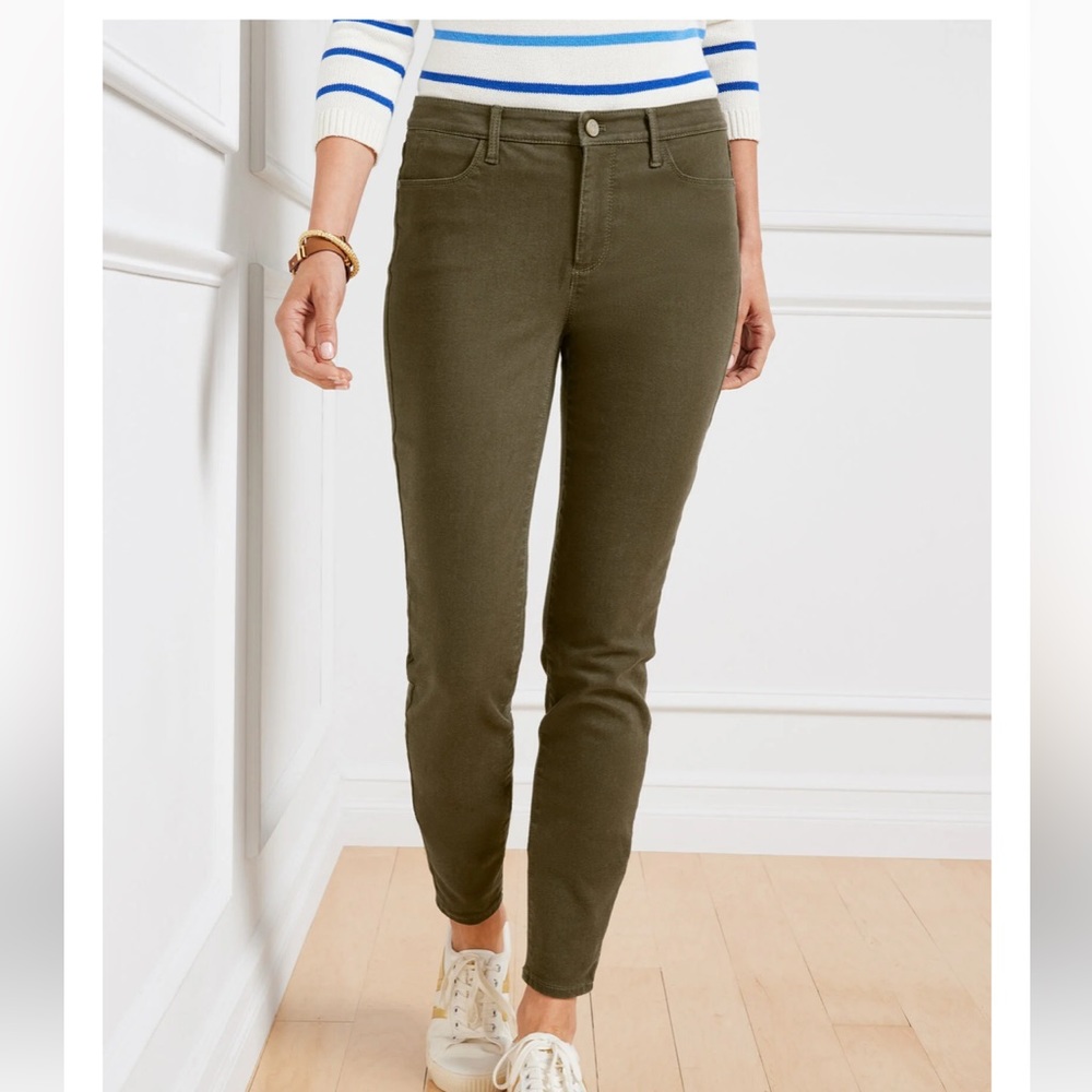 NWT Talbots JEGGINGS high waist | skinny leg I ankle length Olive Green Size 8R